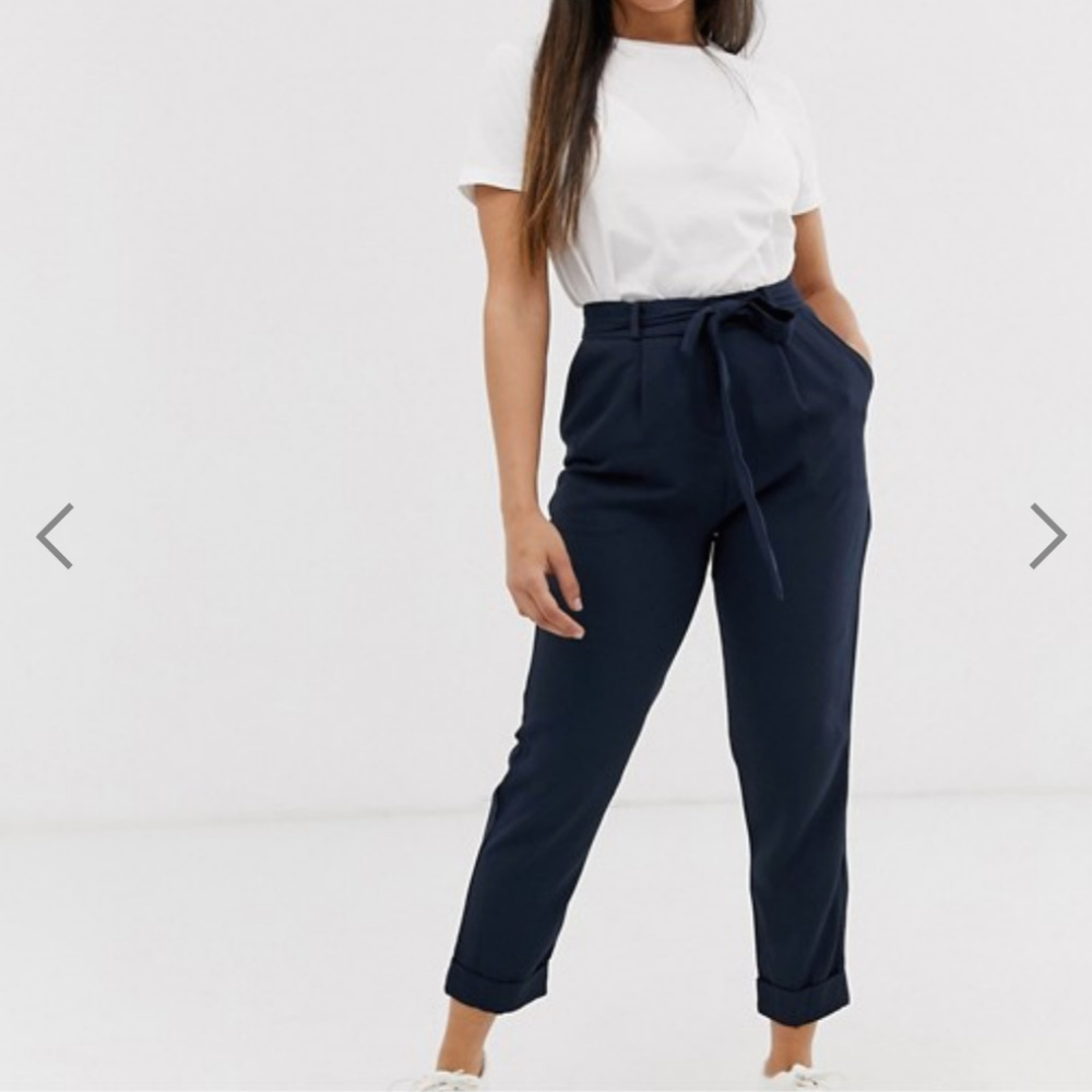 Navy ASOS Petite Woven Peg Pants/Trousers